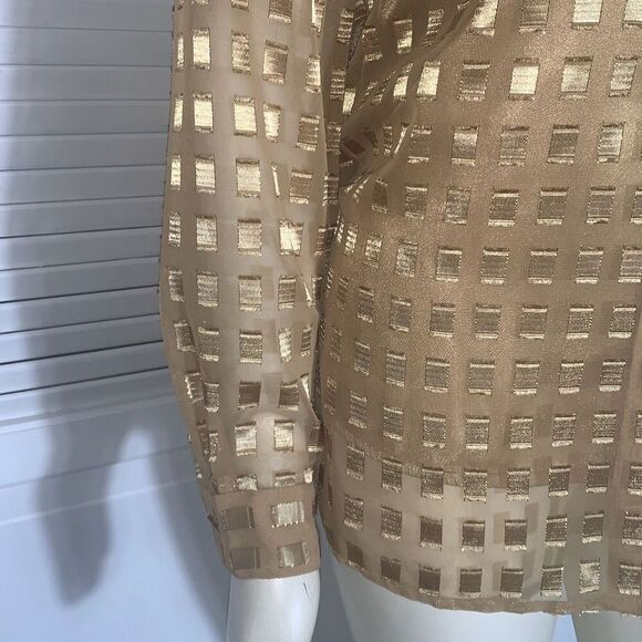 Vintage 90’s Gold Sheer Long Sleeve Button Down Shirt with Matching Gold Sleevel - Picture 4 of 13